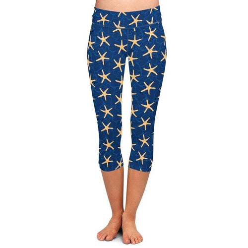 Ladies 3D Starfish Printed Capri Leggings