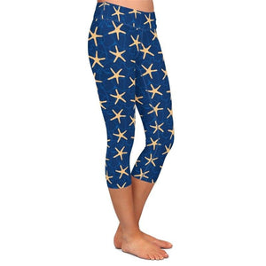 Ladies 3D Starfish Printed Capri Leggings