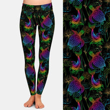 Load image into Gallery viewer, Ladies Gorgeous Rainbow Sea Turtles &amp; Fish Designed Leggings