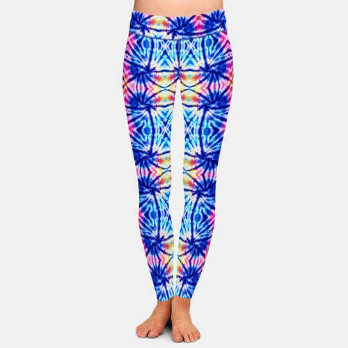 Ladies Fashion 3D Royal Blue Tie-Dye Printed Leggings