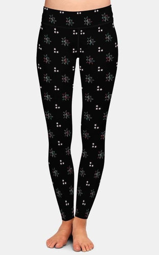 Ladies 3D Christmas Colourful Stars Printed Leggings