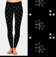 Load image into Gallery viewer, Ladies 3D Christmas Colourful Stars Printed Leggings