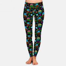 Laden Sie das Bild in den Galerie-Viewer, Ladies Halloween Cupcakes &amp; Party Sweets Printed Leggings