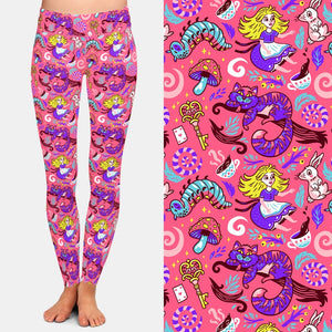 Ladies Alice In Wonderland Fashion Printed Leggings