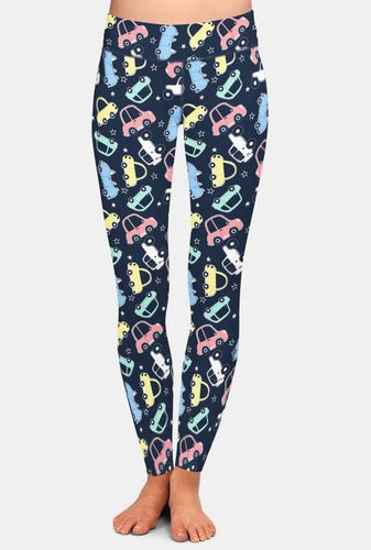 Ladies Fashion Cars Printed Leggings