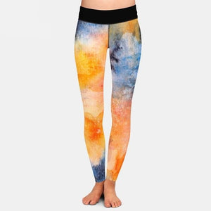 Ladies Beautiful 3D Watercolour Space Texture Printed Leggings
