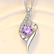 Cargar imagen en el visor de la galería, Lovely 925 Sterling Silver Crystal Zircon Heart Pendant Necklace - Length 45CM