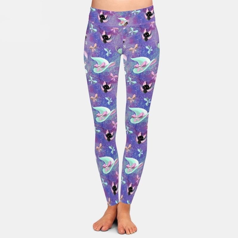 Ladies Fashion 3D Halloween Cute Witches, Hats, Bats & Bows Printed Leggings