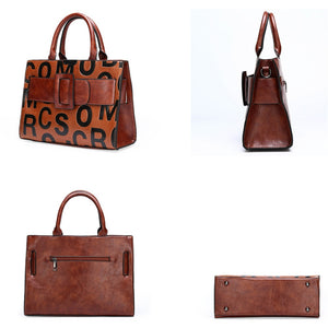 Womens Faux Leather Vintage 3 Piece Bag Set