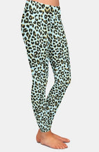 Carica l&#39;immagine nel visualizzatore di Gallery, Ladies HOT Blue/Gold 3D Leopard Printed Leggings