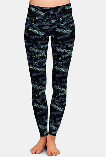 Ladies Fashion Music Notes Printed Leggings