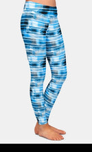 Load image into Gallery viewer, Ladies Blue Watercolour Lines Patterned Leggings