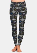 Load image into Gallery viewer, Ladies Soft Goth Moth Design Printed Leggings