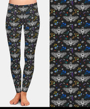 Load image into Gallery viewer, Ladies Soft Goth Moth Design Printed Leggings