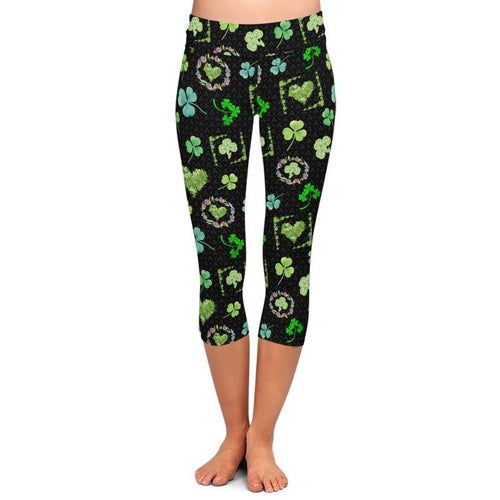 Ladies Beautiful Clover Design Capri Leggings