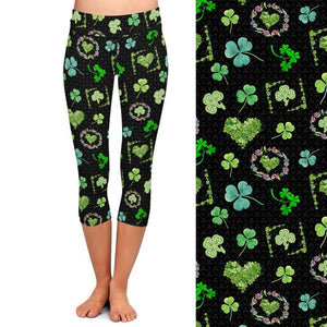 Ladies Beautiful Clover Design Capri Leggings