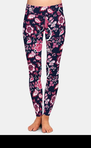 Ladies Beautiful Flowers Design Printed Leggings