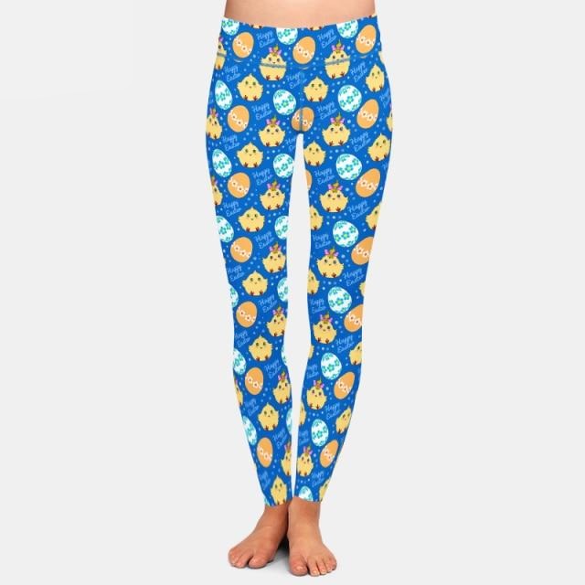 Ladies Soft 3D Easter & Chicken Printed Leggings