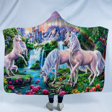 Charger l&#39;image dans la galerie, Assorted Rainbow Unicorn Patterned 3D Printed Plush Hooded Blankets