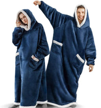 Carica l&#39;immagine nel visualizzatore di Gallery, Super Long Unisex Hooded Fleece Jumper With Sleeves &amp; Pockets