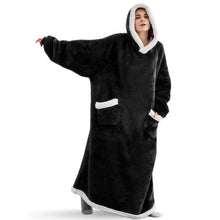 Cargar imagen en el visor de la galería, Super Long Unisex Hooded Fleece Jumper With Sleeves &amp; Pockets