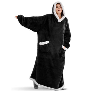 Super Long Unisex Hooded Fleece Jumper With Sleeves & Pockets