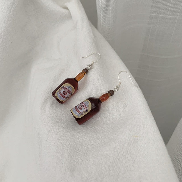 Assorted Resin Beer Bottles Drop Earrings