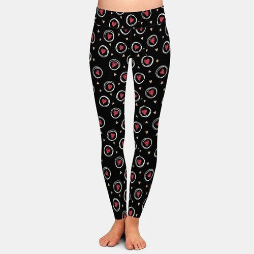 Ladies 3D Sweet Valentine's Patterned Hearts Printed Leggings