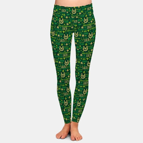 Ladies 3D Shamrocks Printed Leggings