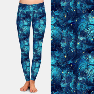 Ladies Starry Ocean Clouds Printed Leggings