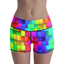 Load image into Gallery viewer, 3D Rainbow Cubes Printed High Waist Seamless Shorts