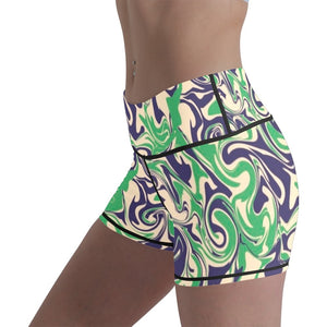 Womens Yoga 3D Printed High Waist Shorts