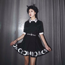 Carica l&#39;immagine nel visualizzatore di Gallery, Womens Punk Rock Gothic Black Witchy Printed Tops &amp; Skirts