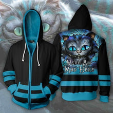 Load image into Gallery viewer, AIW - Cheshire Cat We&#39;re All Mad Here 3D Printed Hoodies