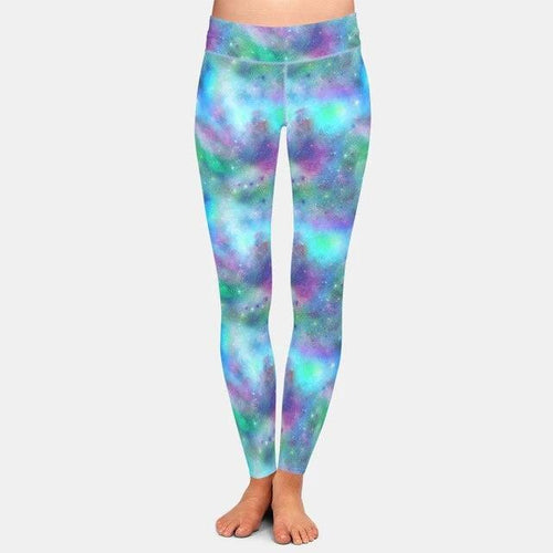 Ladies Beautiful Blue/Green/Purple Galaxy Printed Leggings