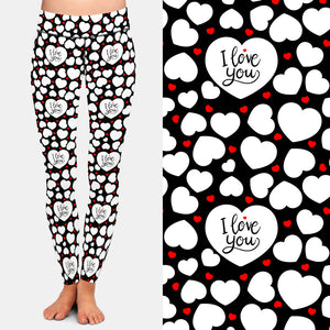Ladies 3D Sweet Valentine's Patterned Hearts Printed Leggings