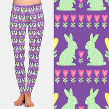Cargar imagen en el visor de la galería, Ladies 3D Happy Easter Patterns With Bunnies Printed Leggings