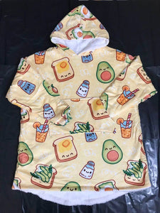 Oversized Assorted Printed Adults & Kids Plush Sherpa Hoodies With Front Pockets