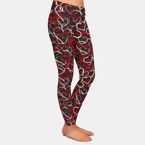 Ladies Printed Hearts Design Leggings