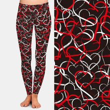 Cargar imagen en el visor de la galería, Ladies Printed Hearts Design Leggings