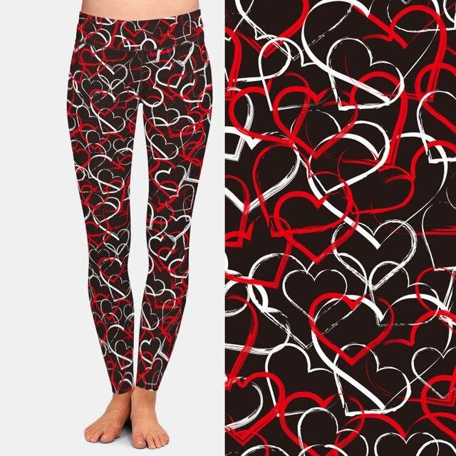 Ladies Printed Hearts Design Leggings