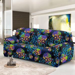 Psychedelic Skull Designs Elastic Sofa Covers For Couch