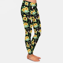 Carica l&#39;immagine nel visualizzatore di Gallery, Ladies Sunflowers &amp; Skulls/Horns Patterned Leggings