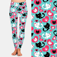 Load image into Gallery viewer, Ladies 3D Cute Black &amp; White Cats Printed Leggings