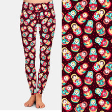 Laden Sie das Bild in den Galerie-Viewer, Ladies Cute Babushka Dolls Digital Printed Leggings