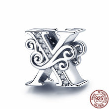 Cargar imagen en el visor de la galería, 925 Sterling Silver Letter/Alphabet A-Z Charms For Bracelet