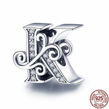 Laden Sie das Bild in den Galerie-Viewer, 925 Sterling Silver Letter/Alphabet A-Z Charms For Bracelet