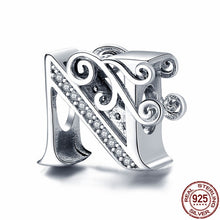 Carica l&#39;immagine nel visualizzatore di Gallery, 925 Sterling Silver Letter/Alphabet A-Z Charms For Bracelet