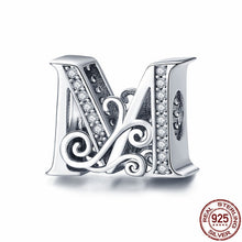 Carica l&#39;immagine nel visualizzatore di Gallery, 925 Sterling Silver Letter/Alphabet A-Z Charms For Bracelet