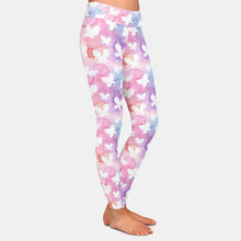 Carica l&#39;immagine nel visualizzatore di Gallery, Ladies White Butterflies With Pastel Background Patterned Brushed Leggings